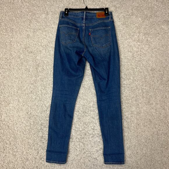 Levis 721 High Rise Skinny Jeans Womens 27 Blue Denim Distressed Holes Med Wash - Picture 13 of 14